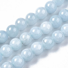 ARRICRAFT Natural Chalcedony Beads Strands, Imitation Aquamarine, Dyed & Heated, Round, 6~7mm, Hole: 1mm, about 60~67pcs/strand, 15.7 inches