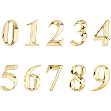 GORGECRAFT Plastic & PVC Number Sign Labels, Gold, 0: 50.5x31.5x8mm, 10pcs/set