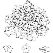 Unicraftale 304 Stainless Steel Pet Pendants, Manual Polishing, Dog Footprint, Stainless Steel Color, 18x16x1.5mm, Hole: 1.6mm; 20pcs/box