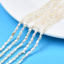 Honeyhandy Natural Cultured Freshwater Pearl Beads Strands, Rice, Seashell Color, 2.5~8x2.5~3.5mm, Hole: 0.6mm, about 69~75pcs/strand, 13.98 inch~14.17 inch(35.5cm~36cm)