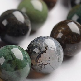 Arricraft Round Natural Indian Agate Gemstone Bead Strands, 10mm, Hole: 1mm, about 38pcs/strand, 14.9 inches