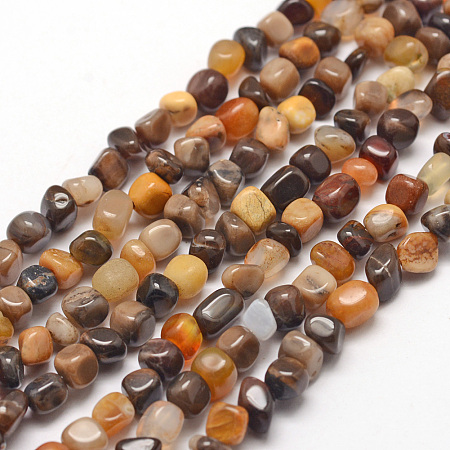 Arricraft Natural Petrified Wood Beads Strands, Chip, 3~5x3~5x3~8mm, Hole: 1mm, about 85~90pcs/strand, 15.7 inches(40cm)