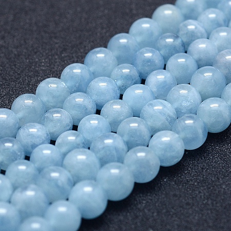 ARRICRAFT Natural Aquamarine Beads Strands, Grade A+, Round, 6mm, Hole: 1mm, about 67pcs/strand, 15.7 inches(40cm)