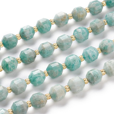 Arricraft Natural Amazonite Beads Strands, Faceted, Round, 7x7x8mm, Hole: 0.8mm, about 38pcs/Strand, 15.35 inches(39cm)