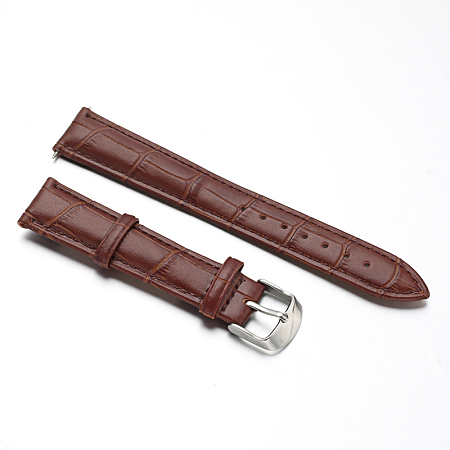 Gorgecraft Leather Watch Bands, with Stainless Steel Clasps, Saddle Brown, 88x18x2mm; 125x16x2mm
