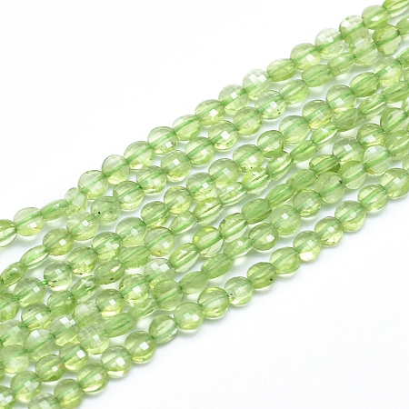 Arricraft Natural Peridot Beads Strands, Faceted, Flat Round, 4~4.5x2.5~3mm, Hole: 0.7mm, about 104~109 pcs/Strand, 15.35 inches(39cm)