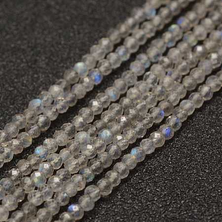 ARRICRAFT Natural Labradorite Beads Strands, Faceted, Round, Grade AA, 2mm, Hole: 0.5mm, about 155~160pcs/strand, 15.3 inches(38~39cm)