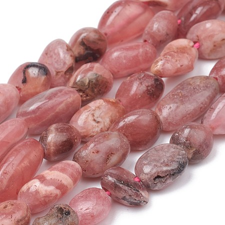 ARRICRAFT Natural Rhodochrosite Beads Strands, Nuggets, Tumbled Stone, 5~10x4~5x3~4mm, Hole: 0.8mm, about 61pcs/strand, 15.35 inches(39cm)