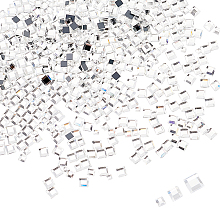 Glass Rhinestone, Glitter Manicure Nail Art Decoration, Faceted, Square, Clear, 1.8~3.5x1.8~3.5x1~1.2mm, 1500pcs