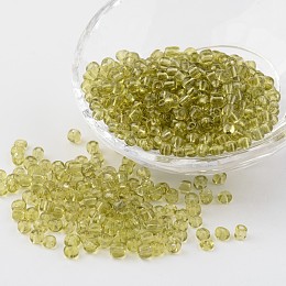 Honeyhandy 6/0 Glass Seed Beads, Transparent, Round, Green Yellow, 4mm, hole: 1.5mm, about 496pcs/50g