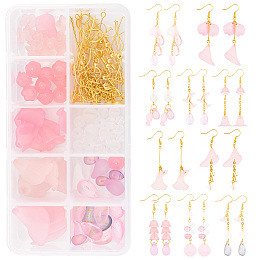 SUNNYCLUE DIY Pink Style Earring Making Kits, include Acrylic Pendants & Beads & Bead Caps & Charms, Glass Charms & Beads, Brass Cable Chains and Iron Findings, Golden