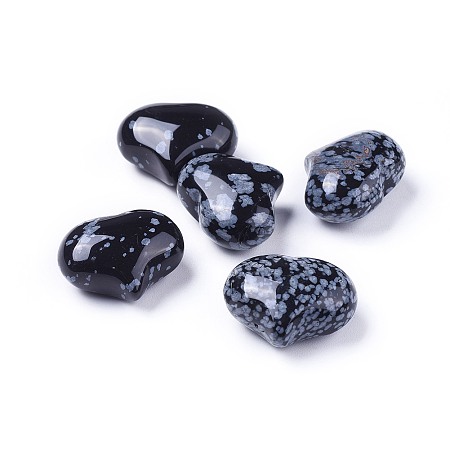 ARRICRAFT Natural Snowflake Obsidian  Beads, No Hole/Undrilled, Heart, 20x25x11~13mm