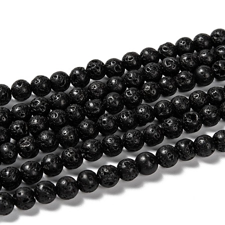 ARRICRAFT Natural Lava Rock Round Bead Strands, Lava Rock, 6mm, Hole: 1mm, about 66pcs/strand, 15.7 inches