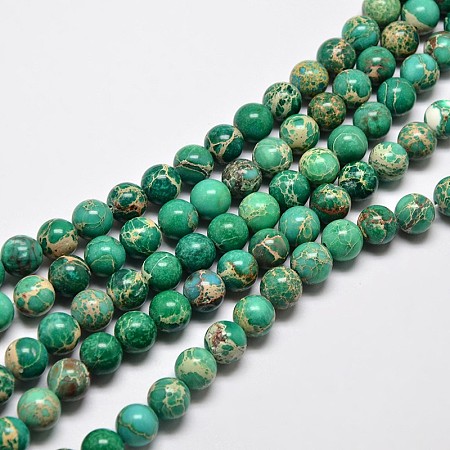 Arricraft Natural Imperial Jasper Beads Strands, Round, Dyed, Dark Cyan, 6mm, Hole: 1mm, about 62pcs/strand, 15 inches