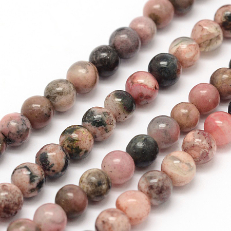ARRICRAFT Natural Rhodonite Round Beads Strands, 3mm, Hole: 0.8mm, about 126pcs/strand, 16 inches