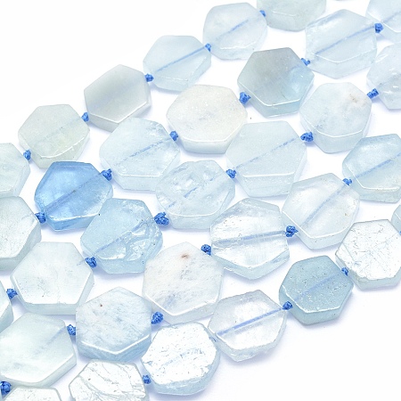 ARRICRAFT Natural Aquamarine Beads Strands, Flat Slab Beads, Grade A, Nuggets, 15~17x18~20x4~5mm, Hole: 1mm, about 23pcs/strand, 15.7 inches(40cm)