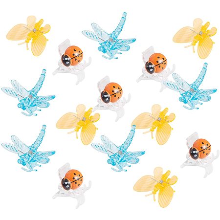 AHANDMAKER Transparent & Spray Painted Plastic Claw Hair Clips, Dragonfly & Ladybug & Butterfly, for Girls and Women, Mixed Color, 34x36.5x18.5mm, 90pcs/set