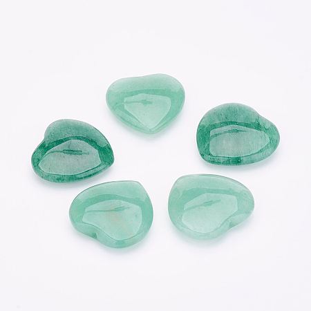 ARRICRAFT Natural Green Aventurine Beads, Heart, Half Drilled, 19x19x6mm, Hole: 1mm