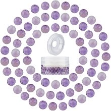 SUNNYCLUE DIY Stretch Bracelets Making Kits, include Natural Amethyst Round Beads, Elastic Crystal Thread, Beads: 6~6.5mm, Hole: 0.8~1mm; 200pcs/box