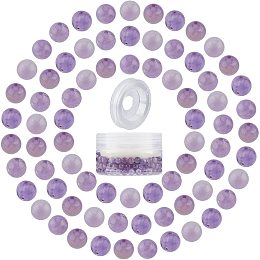 SUNNYCLUE DIY Stretch Bracelets Making Kits, include Natural Amethyst Round Beads, Elastic Crystal Thread, Beads: 6~6.5mm, Hole: 0.8~1mm; 200pcs/box