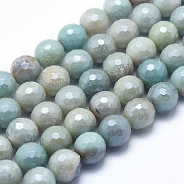 Arricraft Natural Amazonite Beads Strands, Round, Faceted, 8mm, Hole: 1mm, about 48~49pcs/strand, 15.1~15.5 inches(38.5~39.5cm)