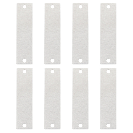 Aluminium Links, Stamping Blank Tag, Custom Engraving Name Plate, Business Card Blanks, Rectangle, Platinum, 50x13x1.5mm, Hole: 2.5mm; 30pcs/box
