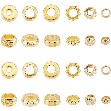 Alloy Spacer Beads, with Brass Spacer Beads and 304 Stainless Steel Spacer Beads, Golden, 410pcs/box