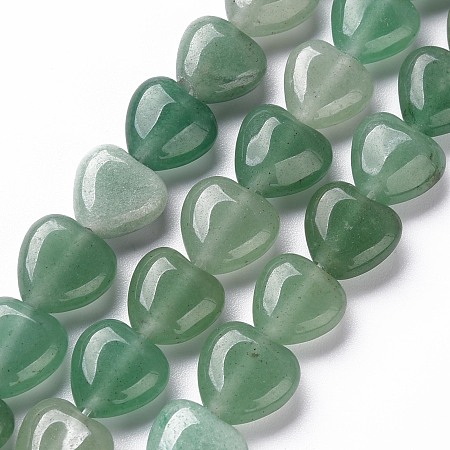 ARRICRAFT Natural Green Aventurine Bead Strands, Heart, 10x10x5mm, Hole: 1mm, about 40pcs/strand, 15.3 inches