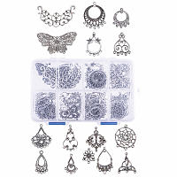 Pandahall Elite 90 PCS 15-Style Antique Silver Tibetan Earring Chandelier Earring Jewelry Making Kit for Earring Drop and Charm Pendant