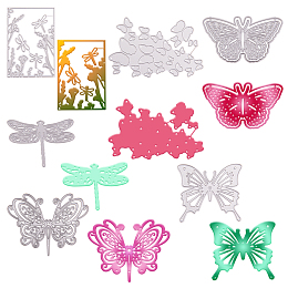 Gorgecraft Carbon Steel Cutting Dies Stencils, for DIY Scrapbooking/Photo Album, Decorative Embossing DIY Paper Card, Butterfly & Dragonfly, Matte Platinum Color, 6pcs/set