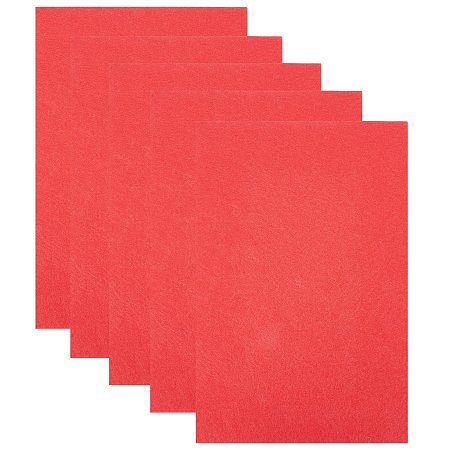 AHANDMAKER 5pcs 7.9x11.8 2mm Fabric Adhesive Sheets, Rectangle Red Fabric Sticky Back Sheet Felt Fabric Sheets Adhesive Felt Patchwork Sewing Sheets for DIY Crafts and Sewing Projects