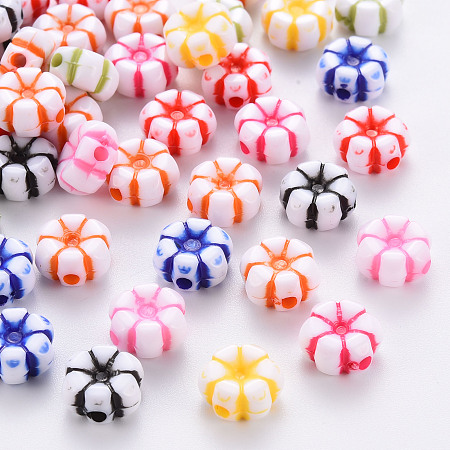 Arricraft Craft Style Acrylic Beads, Flower, Mixed Color, 10x5mm, Hole: 1.8mm, about 1650pcs/500g