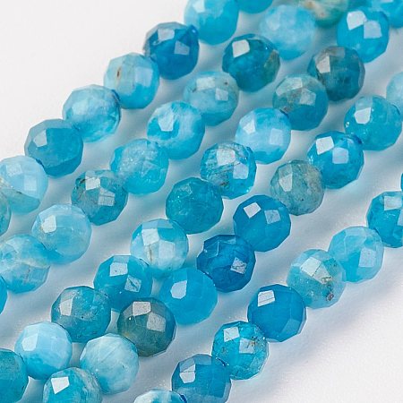 ARRICRAFT Natural Apatite Bead Strand, Round, Faceted, 2mm, Hole: 0.5mm, about 164pcs/strand, 15.8 inches(40.2cm)