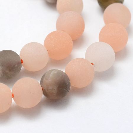Arricraft Natural Sunstone Beads Strands, Frosted, Round, 6mm, Hole: 1mm, about 64pcs/strand, 15.55 inches(39.5cm)