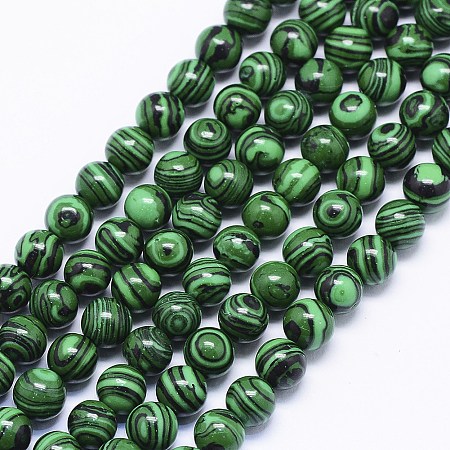 ARRICRAFT Synthetic Malachite Beads Strands, Round, 6mm, Hole: 1mm, about 65pcs/strand, 15.74 inches