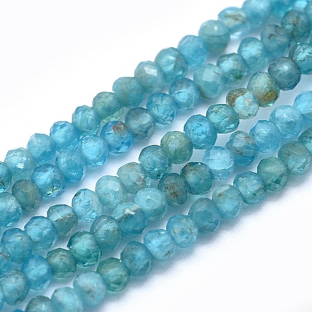 ARRICRAFT Natural Apatite Beads Strands, Rondelle, Faceted, 2x1mm, Hole: 0.5mm, about 398~400pcs/strand, 15.7 inches(40cm)