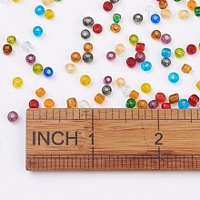 Honeyhandy 6/0 Glass Seed Beads, Transparent, Round, Mixed Color, 3.5~4x2~5mm, Hole: 1.2~1.5mm, about 450pcs/50g