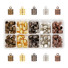 Brass Cord Ends Sets, Mixed Color, 11x8mm, Hole: 1mm, Inner Diameter: 6mm, 5 colors, 30pcs/color, 150pcs/box