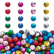 Baking Painted Glass Beads, Round, Mixed Color, 8.5mm, Hole: 1.5mm; 8 colors, 25pcs/color, 200pcs/box