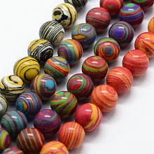 ARRICRAFT Synthetic Malachite Beads Strands, Dyed, Round, Mixed Color, 8mm, Hole: 1mm, about 46pcs/strand,  14.76 inches(37.5cm)