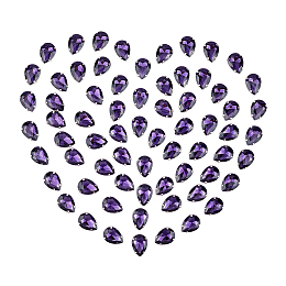 Gorgecraft Sew on Rhinestone, Multi-strand Links, Glass Rhinestone, with Platinum Tone Brass Prong Settings, Garments Accessories, Faceted, Teardrop, Purple, 18x13x6.5mm, Hole: 1mm, 80pcs/box