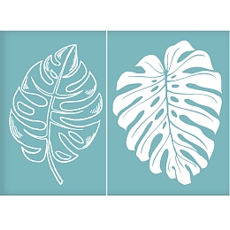 OLYCRAFT Self-Adhesive Silk Screen Printing Stencil Monstera Leaf Reusable Pattern Stencils for Painting on Wood Fabric T-Shirt Wall and Home Decorations