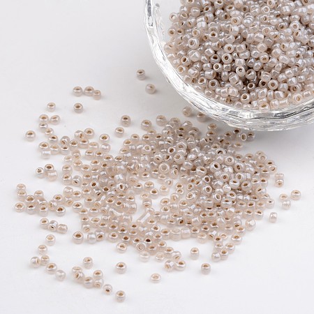 Honeyhandy 12/0 Ceylon Round Glass Seed Beads, Rosy Brown, Size: about 2mm in diameter, hole:1mm, about 3303pcs/50g