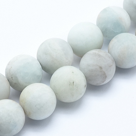 ARRICRAFT Natural Aquamarine Beads Strands, Round, Frosted, 7~8mm, Hole: 1mm, about 50pcs/strand, 15.7 inches(40cm)