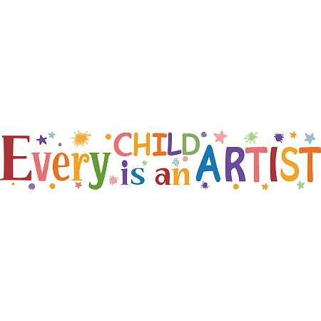 Arricraft 1 Sheet Colorful PVC Wall Stickers Every Child is an Artist Vinyl Wall Decor Inspirational Motivational Quotes Wall Decals Removeable Wall Decor for Home Classroom Decoration 7.5