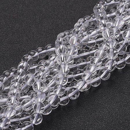 Arricraft Synthetic Quartz Crystal Beads Strands, Round, Clear, 6mm, Hole: 0.8mm, about 67pcs/strand, 15.5 inches