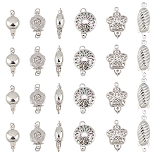 PANDAHALL ELITE Brass Box Clasps for Bracelet Making, Nickel Free, Mixed Shapes, Platinum, 24sets/box