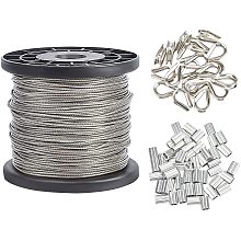 AHANDMAKER Jewelry Findings, with Tiger Tail Wire, Aluminum Slide Charms/Slider Beads and 304 Stainless Steel Wire Guardian and Protectors, Platinum & Silver Color Plated