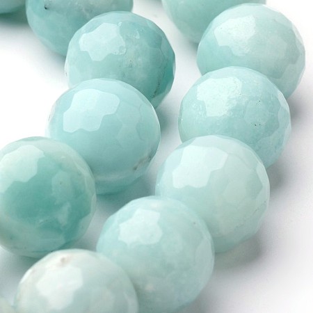 Arricraft Faceted Natural Amazonite Round Beads Strands, 12mm, Hole: 1.5mm, about 32pcs/strand, 15 inches
