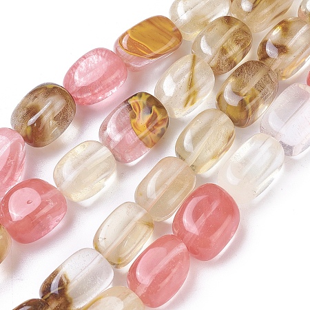 ARRICRAFT Tigerskin Glass Beads Strands, Nuggets, 14~48x10~14x10~14mm, Hole: 1.5mm, about 23~24pcs/strand, 15.03 inches~15.23 inches(38.2~38.7cm)